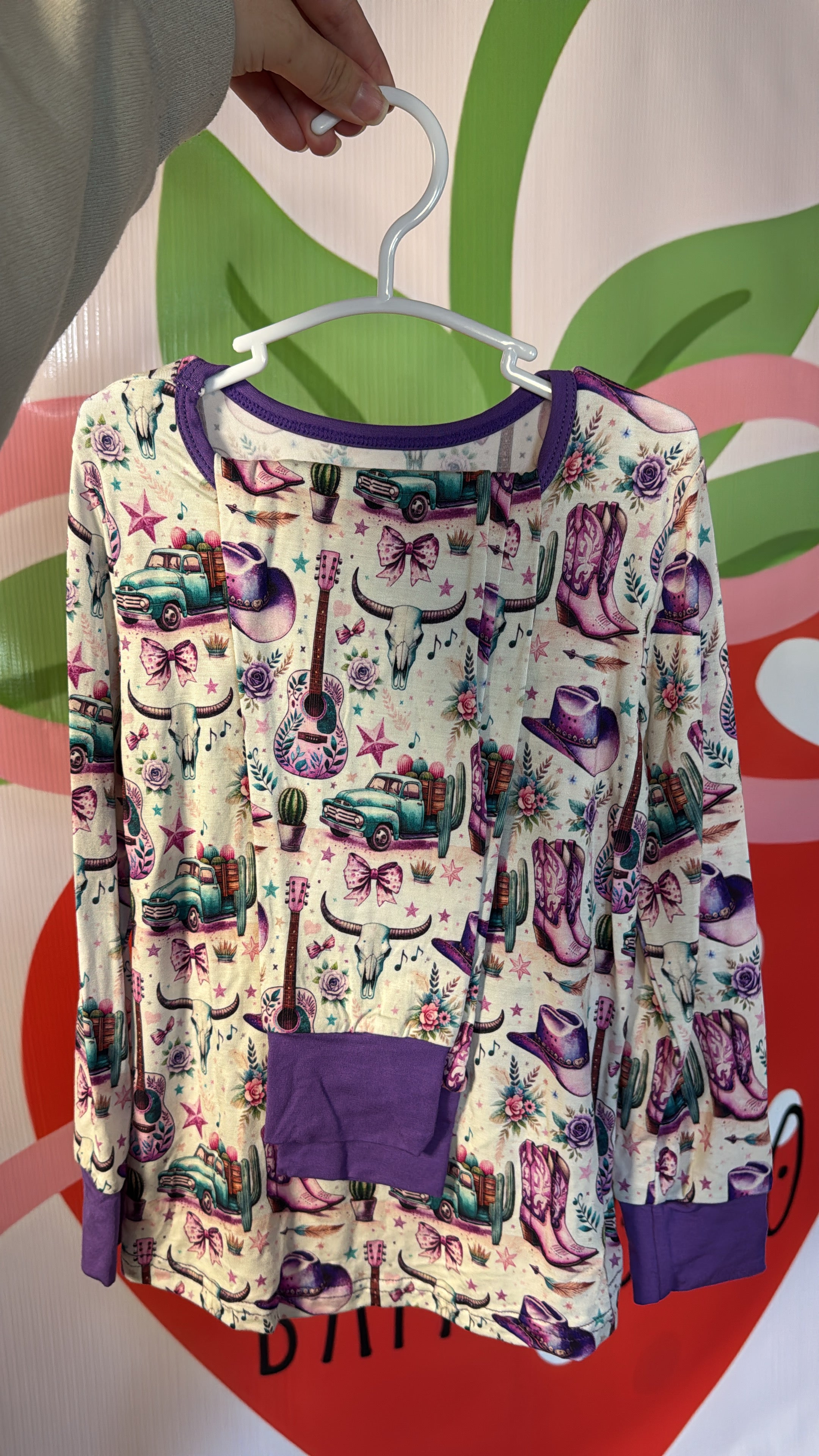 Purple Western Long Sleeve & Pants Set