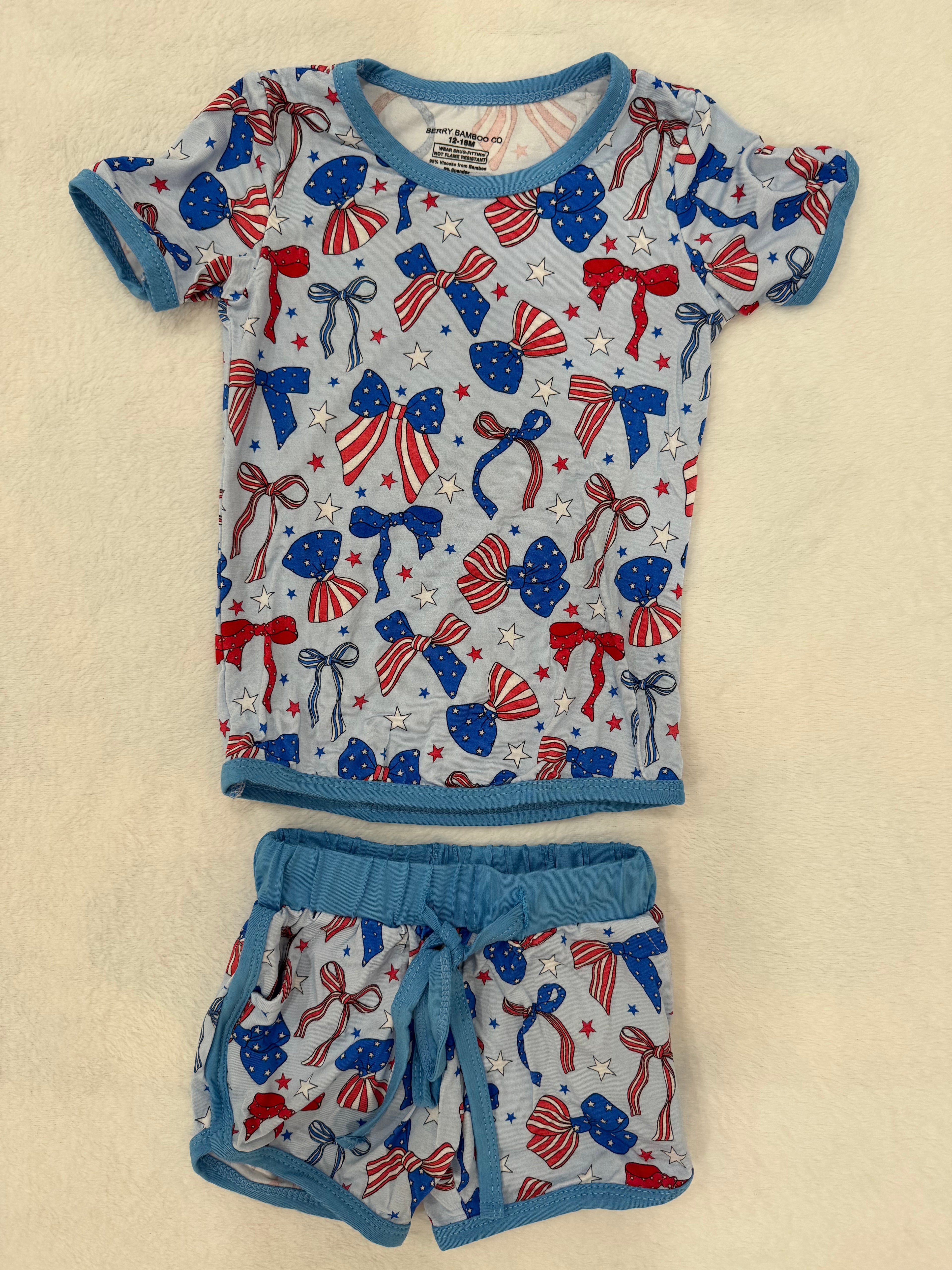 Bows Short Sleeve & Pocket Shorts Set